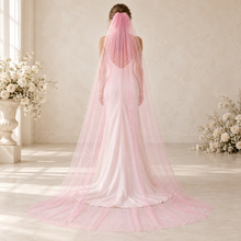 Load image into Gallery viewer, Pink Glitter Wedding Veil – Blush, Nude &amp; Bridal Colours | 75–500 cm
