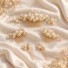 Load image into Gallery viewer, Pearl Bridal Hair Comb &amp; Pin Set | Five-Piece Wedding Hair Accessories
