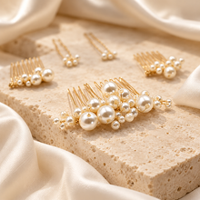 Load image into Gallery viewer, Pearl Bridal Hair Comb &amp; Pin Set | Five-Piece Wedding Hair Accessories
