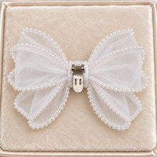 Load image into Gallery viewer, Pearl-Edged Organza Bridal Shoe Bow Clips – 4 Styles &amp; 13 Colours
