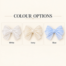 Load image into Gallery viewer, Pearl-Edged Organza Bridal Shoe Bow Clips – 4 Styles &amp; 13 Colours
