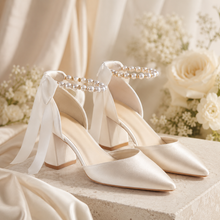 Load image into Gallery viewer, Pearl and Rhinestone Ankle Straps - Shoes Accessories

