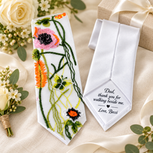 Load image into Gallery viewer, Personalised Embroidered Wildflower Wedding Tie
