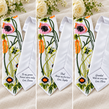 Load image into Gallery viewer, Personalised Embroidered Wildflower Wedding Tie
