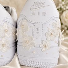Load image into Gallery viewer, Embroidered Air Force 1 Wedding Trainers | Personalised Floral Bridal AF1s
