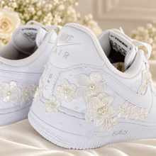 Load image into Gallery viewer, Embroidered Air Force 1 Wedding Trainers | Personalised Floral Bridal AF1s
