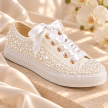 Load image into Gallery viewer, Personalised Pearl Bridal Converse Trainers
