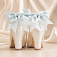 Load image into Gallery viewer, Rainbow Satin Bow Shoe Clips – Personalised Bridal Shoe Accessories
