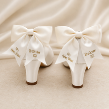 Load image into Gallery viewer, Rainbow Satin Bow Shoe Clips – Personalised Bridal Shoe Accessories
