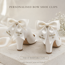 Load image into Gallery viewer, Rainbow Satin Bow Shoe Clips – Personalised Bridal Shoe Accessories
