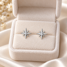 Load image into Gallery viewer, Sterling Silver Celestial Star Stud Earrings – Bridal Crystal Earrings
