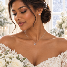 Load image into Gallery viewer, Silver Snowflake Jewellery Set – Necklace &amp; Stud Earrings
