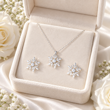 Load image into Gallery viewer, Silver Snowflake Jewellery Set – Necklace &amp; Stud Earrings
