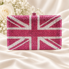 Load image into Gallery viewer, Union Jack Crystal Clutch Bag – Handmade UK Flag Evening Bag

