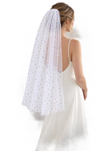 Load image into Gallery viewer, Rainbow Polka Dot Bridal Veil | 1 or 2 Tier
