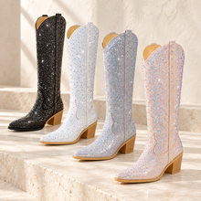 Load image into Gallery viewer, Rhinestone Cowgirl Wedding Boots | 6.5 cm Heel

