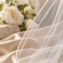 Load image into Gallery viewer, Single-Tier Rolled-Edge Wedding Veil | 75–300 cm | White or Ivory
