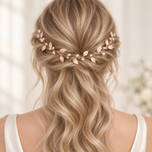 Load image into Gallery viewer, Leaf &amp; Pearl Bridal Hair Vine | Silver, Gold or Rose Gold
