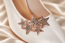 Load image into Gallery viewer, Crystal Star Shoe Clips – Silver or Rose Gold Celestial Bridal Shoe Decorations
