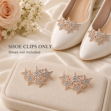 Load image into Gallery viewer, Crystal Star Shoe Clips – Silver or Rose Gold Celestial Bridal Shoe Decorations
