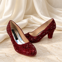 Load image into Gallery viewer, Ruby Slippers | Red Crystal Bridal Block Heels, Oz Inspired

