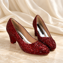 Load image into Gallery viewer, Ruby Slippers | Red Crystal Bridal Block Heels, Oz Inspired
