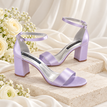 Load image into Gallery viewer, Satin Block Heel Bridal Sandals in Your Choice of Colour
