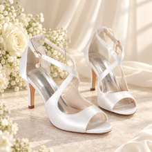 Load image into Gallery viewer, Classic Satin Wedding Sandals – 5 cm or 8.5 cm Heel – Over 25 Colours
