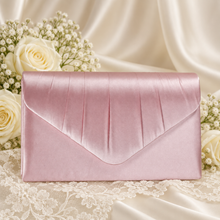 Load image into Gallery viewer, Blush Pink Fascinator &amp; Satin Clutch Bag Set – Handmade Wedding Guest Accessories
