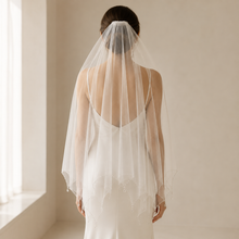 Load image into Gallery viewer, Luxury Crystal Beaded Bridal Veil - With Blusher and Comb
