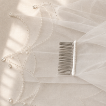 Load image into Gallery viewer, Luxury Crystal Beaded Bridal Veil - With Blusher and Comb

