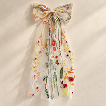 Load image into Gallery viewer, Meadow Flower Embroidered Bridal Hair Bow
