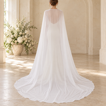 Load image into Gallery viewer, Sheer Chiffon Bridal Cape | Plain Flowing Wedding Cape
