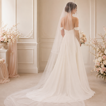 Load image into Gallery viewer, 2-Tier Soft Tulle Veil - Simple Bridal Veil with Blusher and Comb
