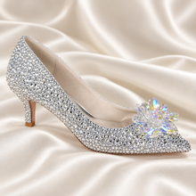 Load image into Gallery viewer, Cinderella Crystal Wedding Shoes – Low Heel Bridal Courts
