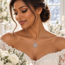Load image into Gallery viewer, Silver Cubic Zirconia Snowflake Necklace – Personalised Gift Box
