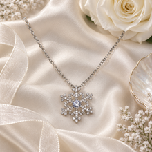 Load image into Gallery viewer, Silver Cubic Zirconia Snowflake Necklace – Personalised Gift Box
