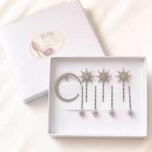 Load image into Gallery viewer, Celestial Moon and Stars Tiara and Hair Clips
