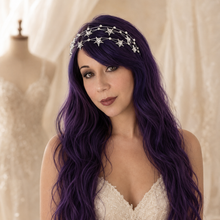 Load image into Gallery viewer, Celestial Stars Bridal Tiara | Silver or Gold Crystal Rhinestone Wedding Headband

