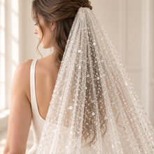 Load image into Gallery viewer, Luxury Beaded Wedding Veil – Coloured Sequin Bridal Veil
