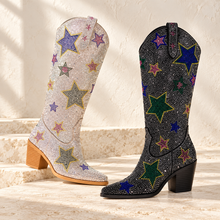 Load image into Gallery viewer, Star Girl Rhinestone Cowgirl Wedding Boots
