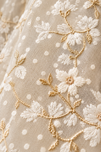 Load image into Gallery viewer, Luxury Swiss Dot Floral Wedding Veil – White Flower &amp; Gold Embroidered Bridal Veil
