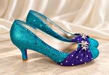 Load image into Gallery viewer, Ariel Inspired Bridal Heels | Teal &amp; Purple Mermaid Wedding Shoes
