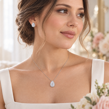 Load image into Gallery viewer, Personalised Teardrop Crystal Jewellery Set – Necklace &amp; Earrings
