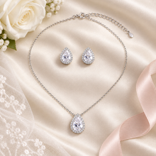 Load image into Gallery viewer, Personalised Teardrop Crystal Jewellery Set – Necklace &amp; Earrings
