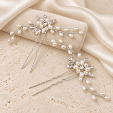 Load image into Gallery viewer, Pearl &amp; Crystal Bridal Hair Pin | Silver, Gold or Rose Gold
