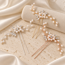 Load image into Gallery viewer, Pearl &amp; Crystal Bridal Hair Pin | Silver, Gold or Rose Gold
