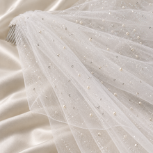 Load image into Gallery viewer, Two-Tier Pearl &amp; Crystal Glitter Veil – Fingertip Length
