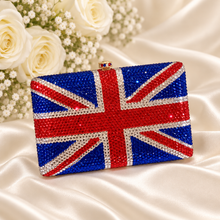 Load image into Gallery viewer, Union Jack Crystal Clutch Bag – Handmade UK Flag Evening Bag

