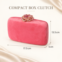 Load image into Gallery viewer, Luxury Velvet Clutch Bag with Crystal Rose Clasp
